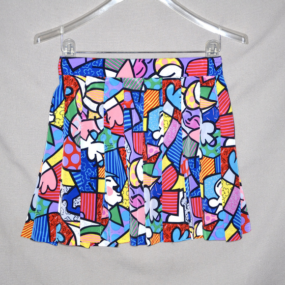 Vintage 90s TAIL Colorful Graphic Print Mini Skirt - Picture 4 of 8